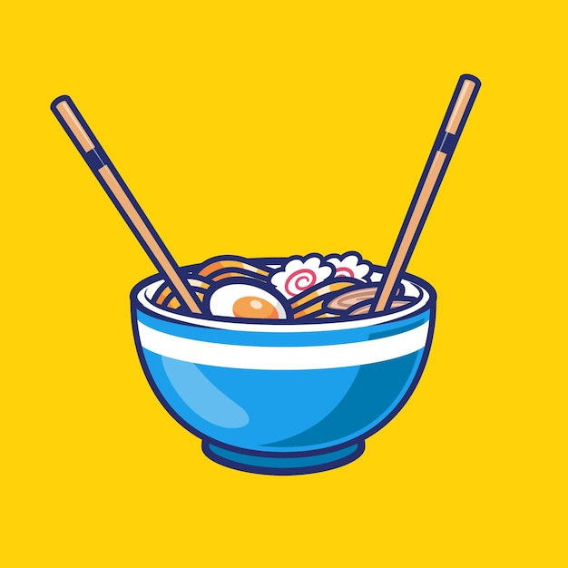 Ramen Noodle met Chopstick Cartoon Vector Icon Illustratie Voedsel Object Icon Geïsoleerde Platte Vector