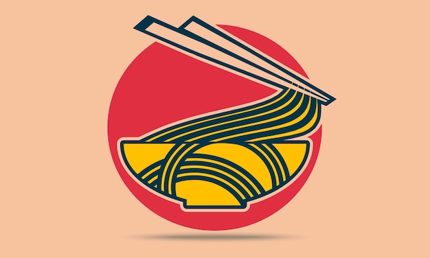 Ramen noodle met eetstokje cartoon vector pictogram illustratie, voedsel noodle kom in platte ontwerpstijl