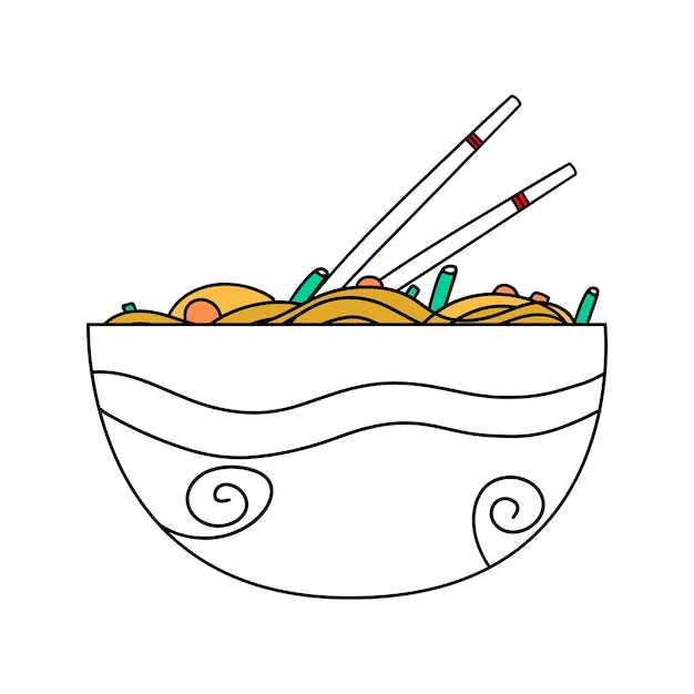 Ramen noodle soup Japanese popular dish Vector illustration