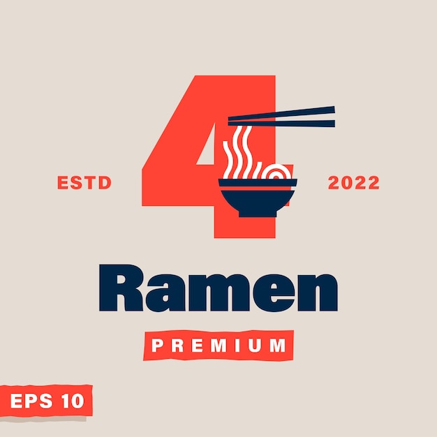 Vector ramen numeriek 4 logo