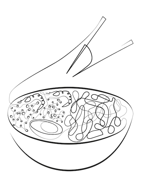 Vector ramen in one line art drawing