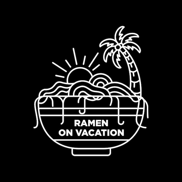 Ramen op vakantie Monoline-illustratie