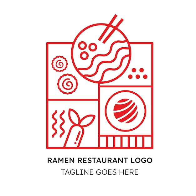 Vettore ramen ristorante logo moderno vettore