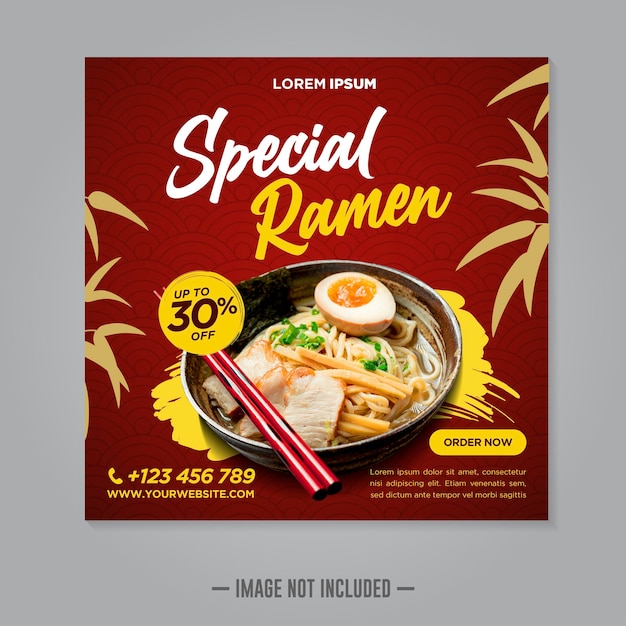 Ramen restaurant social media banner post ontwerpsjabloon