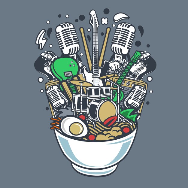 Vector ramen rock cartoon