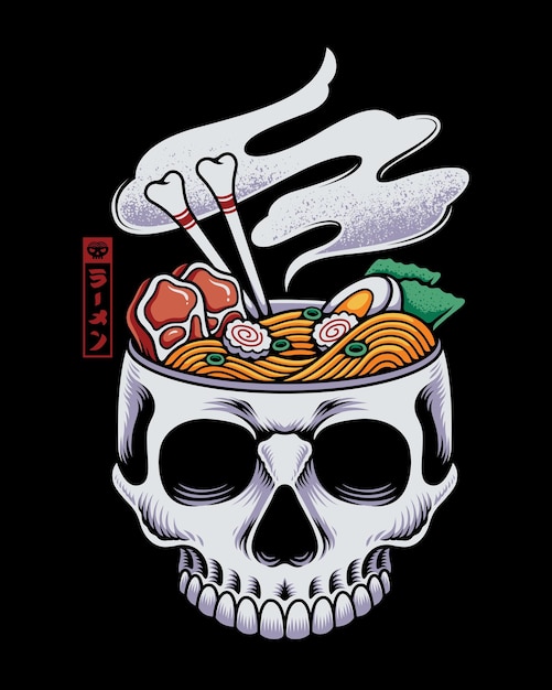 Ramen in Skull For tshirts stickers and other similar products