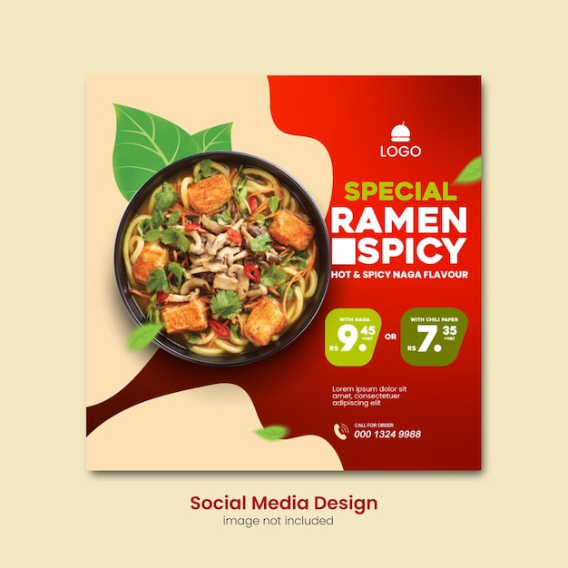 Progettazione di post sui social media di ramen