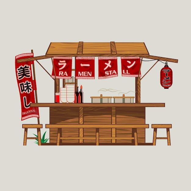 Vector ramen stall