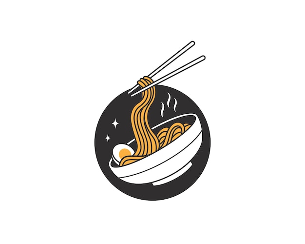 Ramen with egg in bowl logo