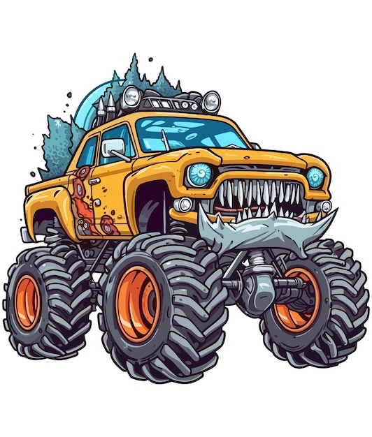 Vector rampage titan car monster track illustration