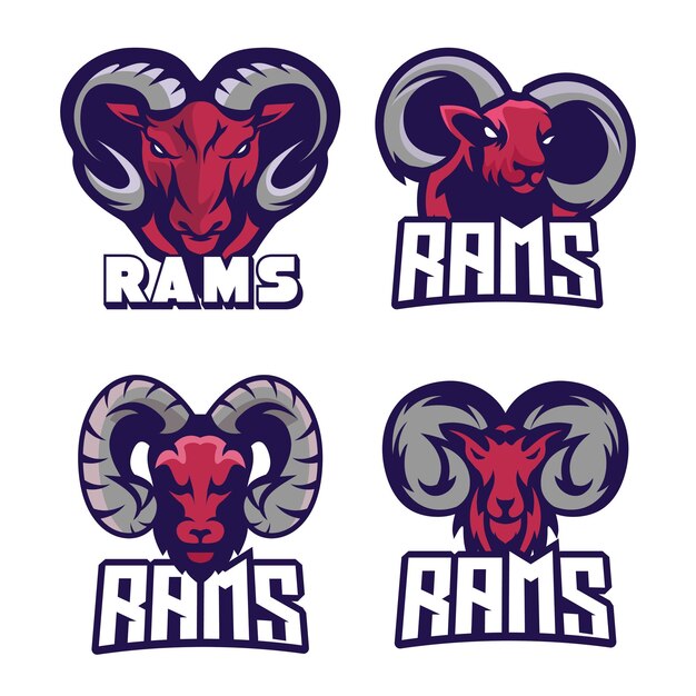 Rams esport 로고 디자인 템플릿 염소 로고 벡터 일러스트