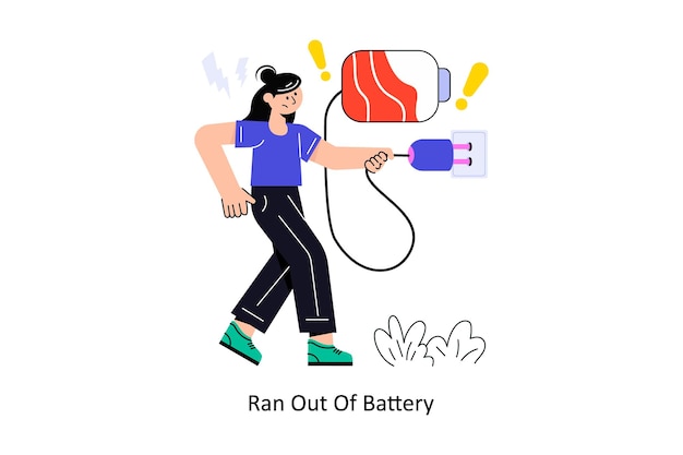 Vector ran out of battery flat style design vector illustration stock illustration
