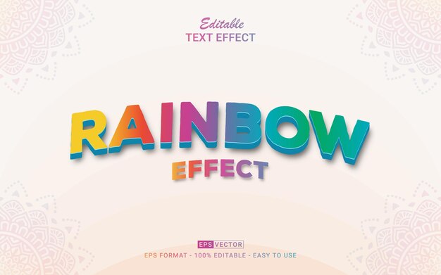 Ranbow 3d editable vector text effect style with background