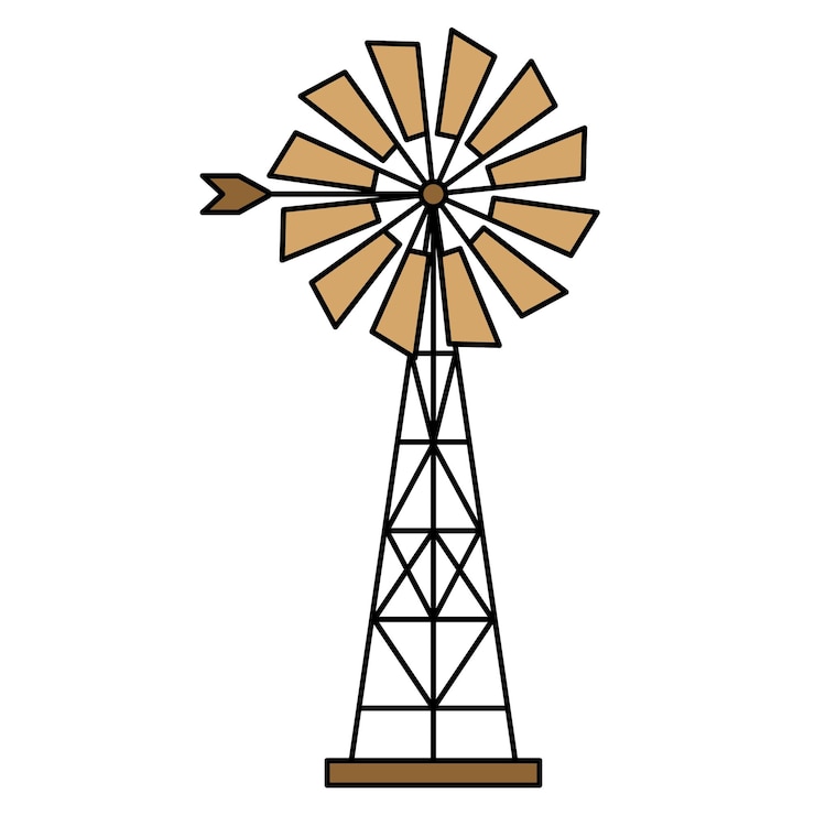Vector ranch farm windmolen icoon afbeelding