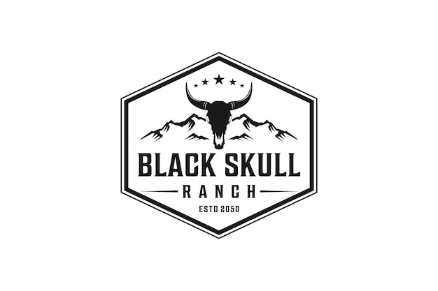 Ranch koe hoofd schedel logo embleem pictogram symbool