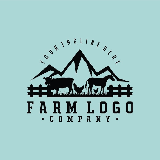 Ranch logo with beautiful and pleasant mountains