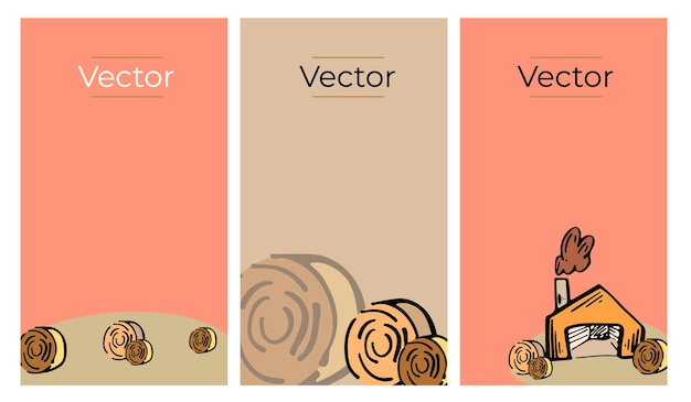 Vector ranch veld platteland schets vector set illustraties