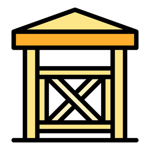 Иконка деревянной двери ранчо Контур иконки вектора деревянной двери ранчо для веб-дизайна изолирован на белом фоне плоского цвета