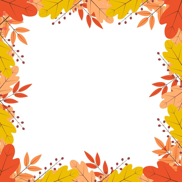 Rand van kleurrijke herfstbladeren en bessen Fall thema vector illustratie Thanksgiving day wenskaart of uitnodiging