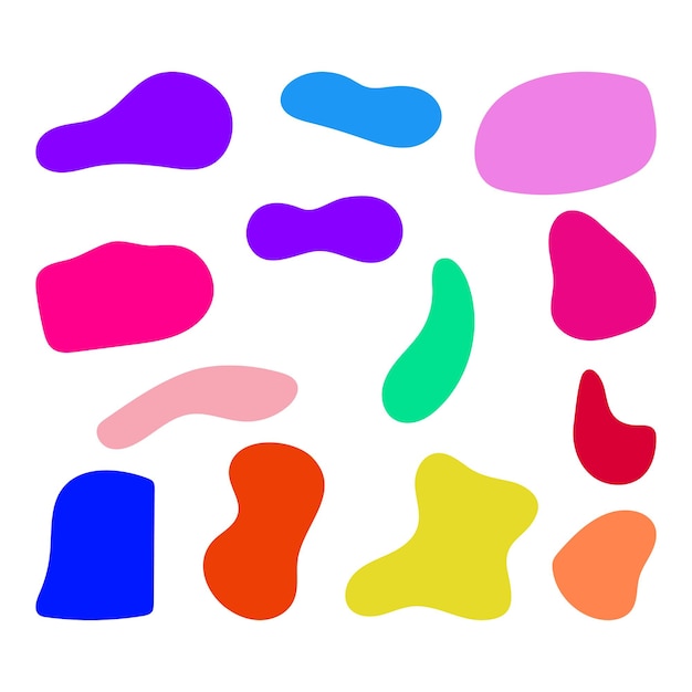 Random abstract liquid organic colorful regular blotch shapes flat style design fluid vector