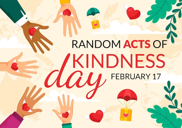 Vector random acts of kindness vector illustration on february 17th various small actions to give happiness