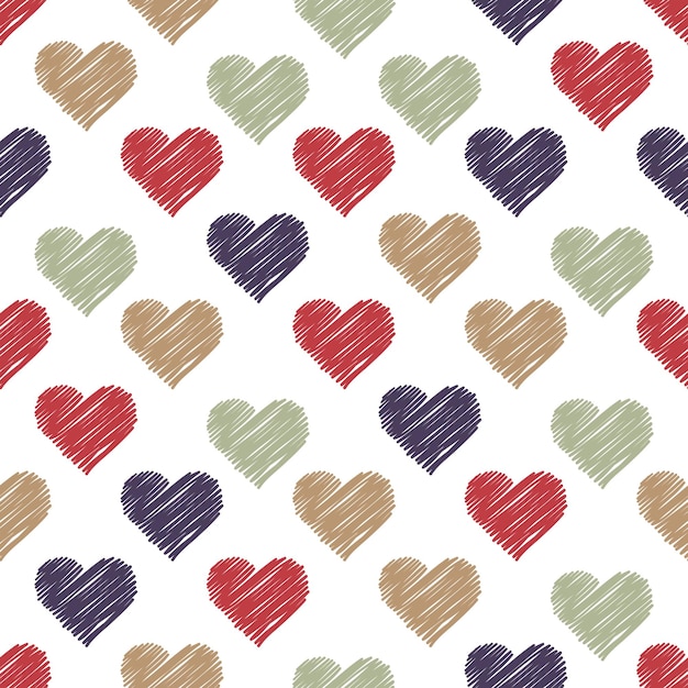 Modello di cuori di colore casuale. sfondo di san valentino per modello di vacanza. illustrazione di stile creativo e di lusso