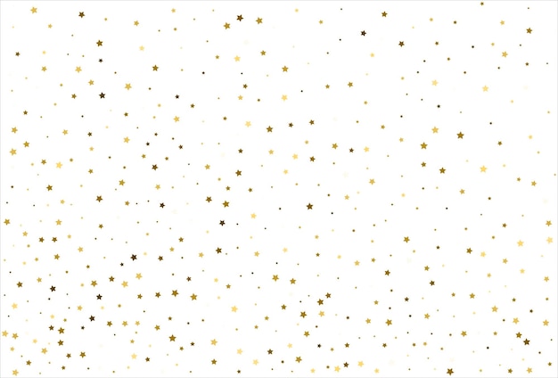 Vector random falling gold stars on white background glitter pattern for banner greeting card christmas and new year card invitation postcard paper packaging