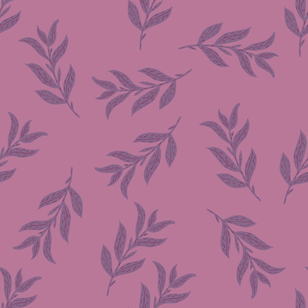 Random foliage doodle silhouettes seamless pattern