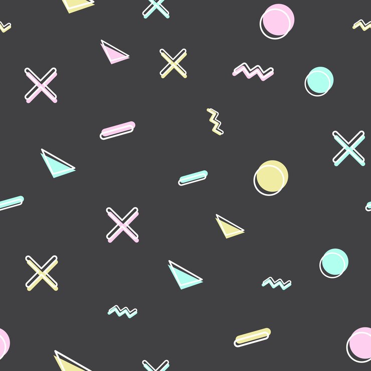 Vector random geometric shape pattern, abstract background in 80s, 90s retro style. colorful geometrical illustration
