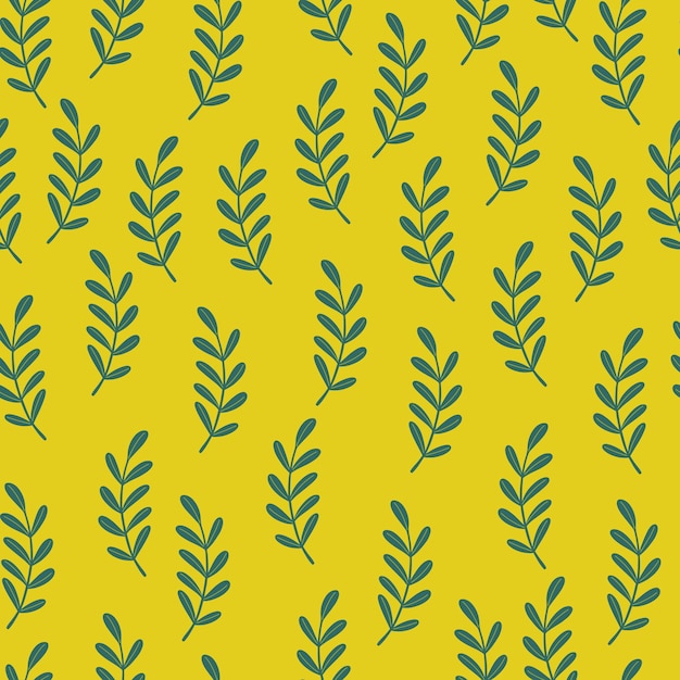 Vector random little herbal twigs seamless doodle pattern