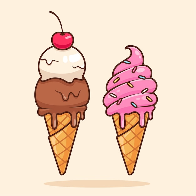 Vector random melting ice cream illustration