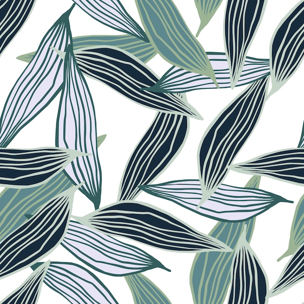 Random organic line leaves pattern. Abstract botanical backdrop. Nature wallpaper.