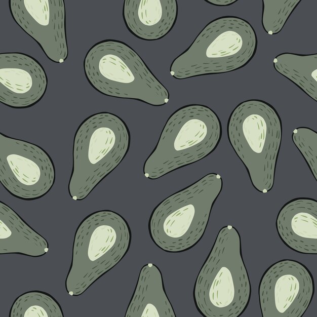 Reticolo casuale senza giunte di doodle con mezze forme di avocado