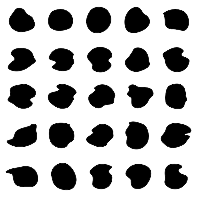 ベクトル ランダムな汚れ インクのしみ 有機的な塊の形状 斑点 スラップフレックス 液体の一滴 小石のシルエット インクの斑点 まだらの斑点 不規則な形状 基本的なシンプルな丸みを帯びた滑らかな形状
