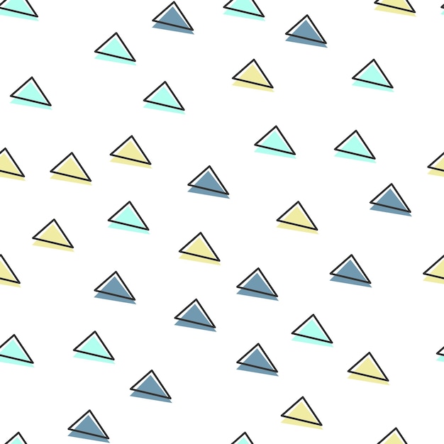 Random triangle pattern, abstract geometric background in 80s, 90s retro style. Colorful geometrical illustration