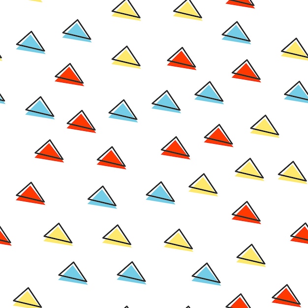 Random triangle pattern, abstract geometric background in 80s, 90s retro style. Colorful geometrical illustration