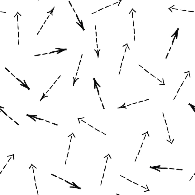 Randomly placed arrows hand drawn seamless pattern