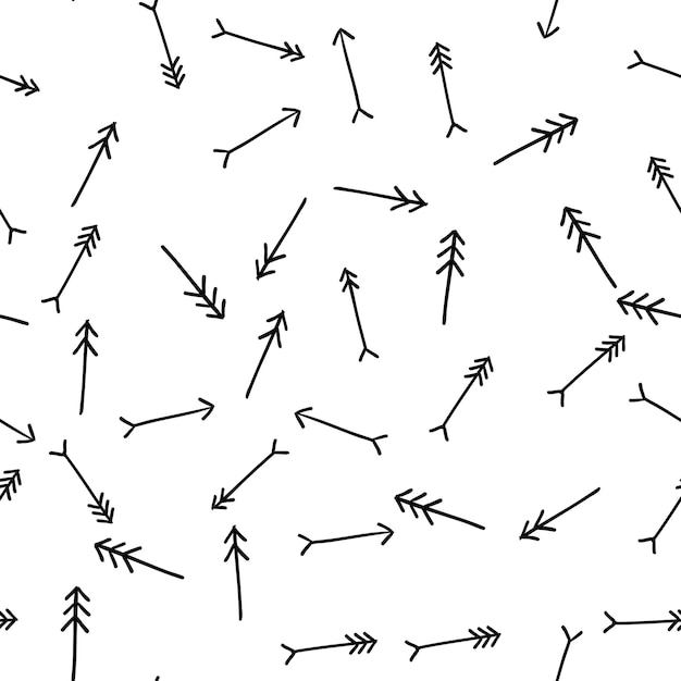 Vector randomly placed arrows hand drawn seamless pattern