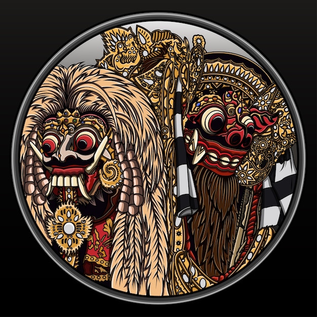 Vector rangda and barong balinese culture.