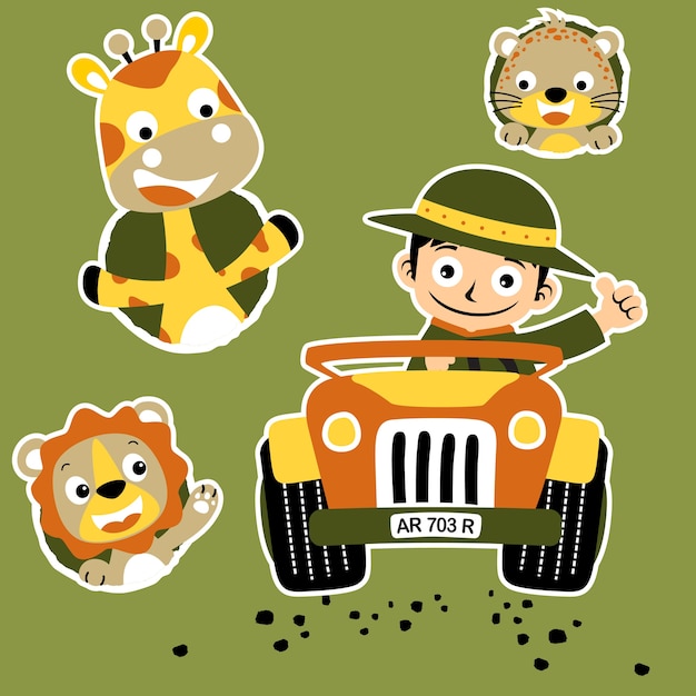 Vector ranger and cute animals cartoon vector