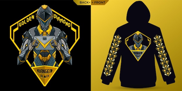 Ranger-spel in zwart en goud, perfect voor hoodie