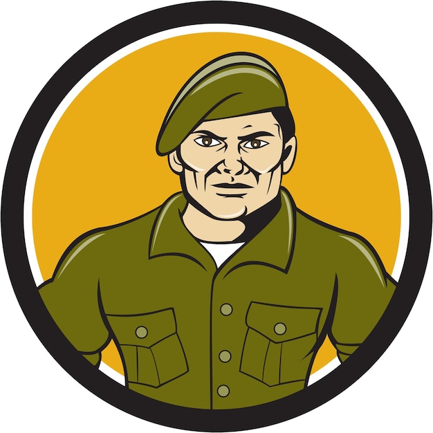 Ranger Standing Attention Circle Cartoon