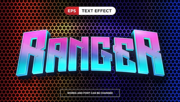 Vector ranger text effect editable neon light title text style