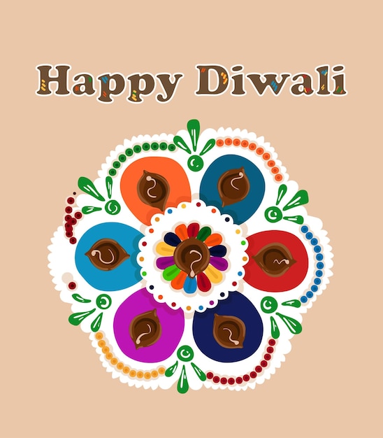 Diwali 또는 Pongal 축제를 위한 인도인을 위한 Rangoli 디자인 일러스트레이션