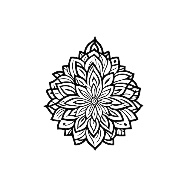 Rangoli Icon hand draw black colour diwali logo vector element and symbol