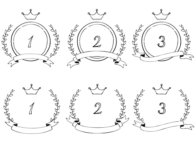 Rangschikkingsmateriaal getekend met laurierbandjes en kronen