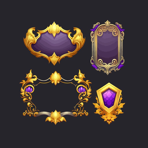 Rank frames, Ui-game grenst aan evolutieframes voor rpg-game-avatars, game ui ux moderne elementen.