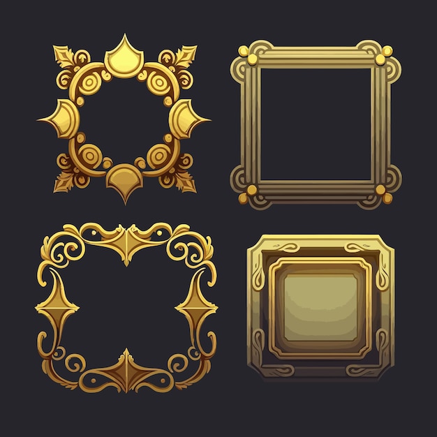 Vector rank frames, ui-game grenst aan evolutieframes voor rpg-game-avatars, game ui ux moderne elementen.