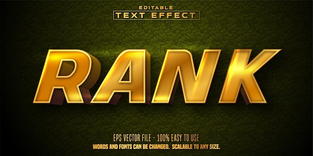 Rank text, golden style editable text effect