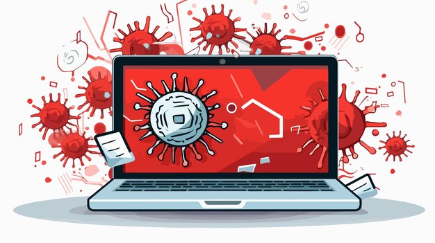 ransomware computer with red screen cybersecurity conceptual image